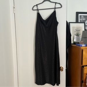 4/20$       Emma & Michele leopard print black satin midi dress